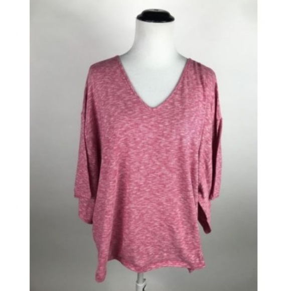 Natori Tops - Natori Pink Marled Soft V Neck Tee T-Shirt Tunic